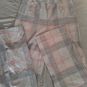 Fashion Nova Woman's Plaid Pants in Black, Gray, and Red